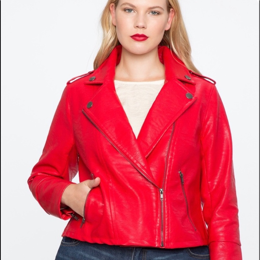 Red Moto Jacket plus size